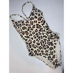 Aerie Leopard Print One Piece Swimsuit Strappy Back Women's Bathing Suit